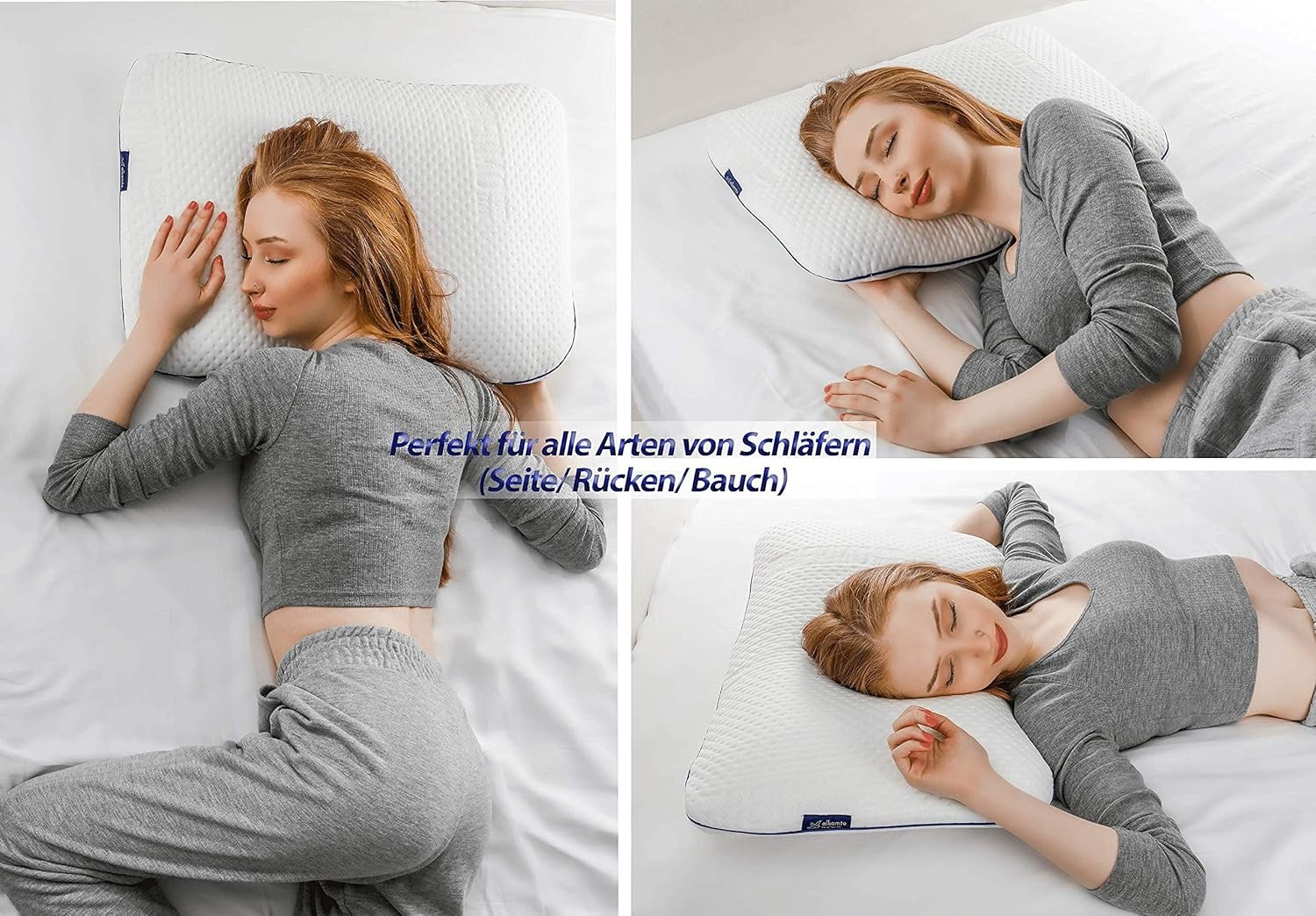 Alkamto Visco Hafızalı Termoregülasyonlu, Hipoalerjenik Ortopedik Boyun Destek Yastığı 60x40x12 cm, Pamuk Kılıf ve Taşıma Çantası Hediyeli