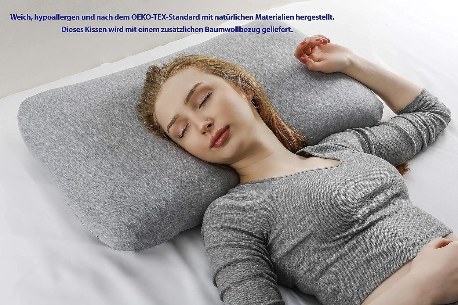 Alkamto Visco Hafızalı Termoregülasyonlu, Hipoalerjenik Ortopedik Boyun Destek Yastığı 70x42x15 cm, Pamuk Kılıf ve Taşıma Çantası Hediyeli