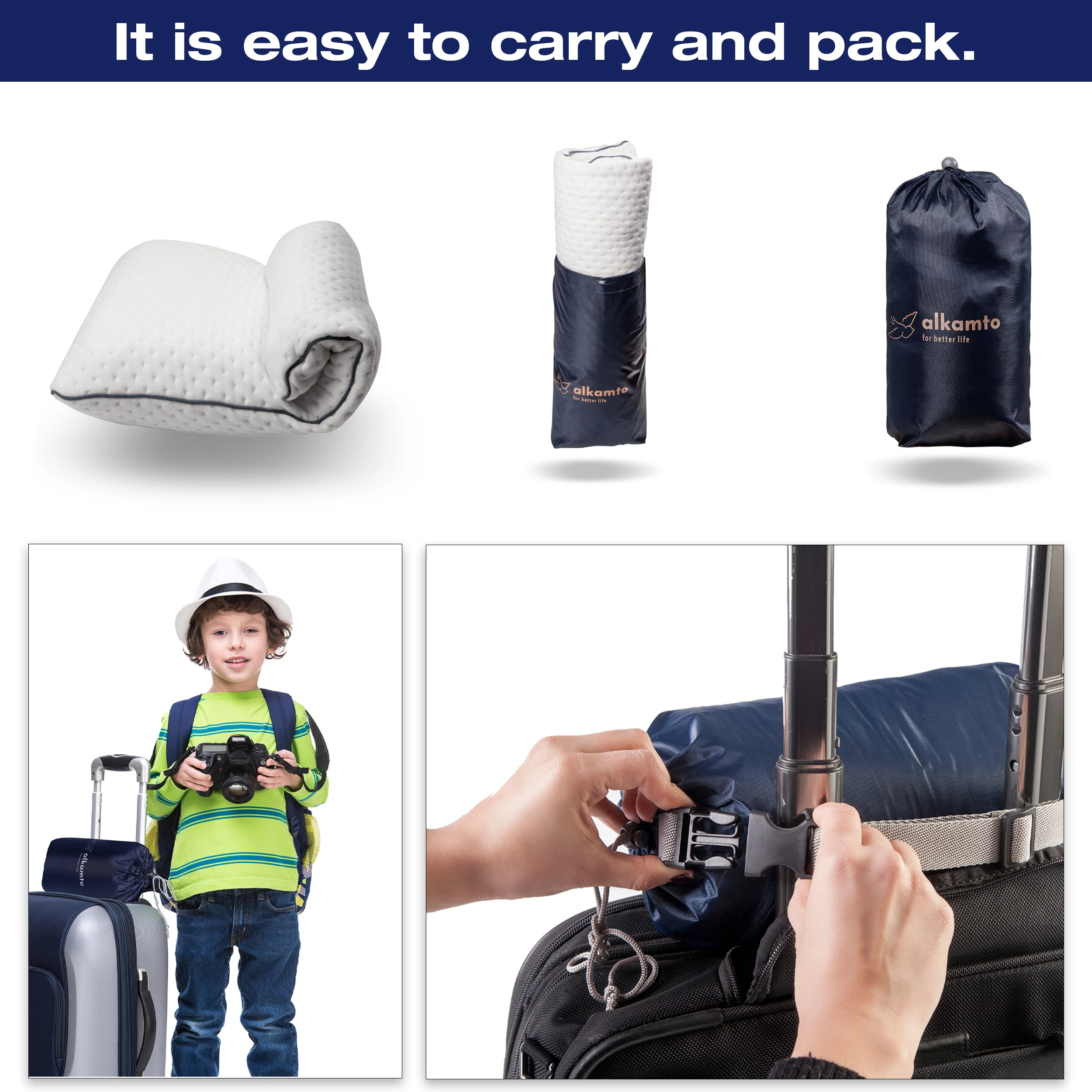 Alkamto Visco Hafızalı Ortopedik Çocuk ve Bebek Yastığı 50x32x6 cm, OEK-TEX Sertifikalı, Pamuk Kılıf ve Taşıma Çantası Hediyeli 0 - 4 yaş