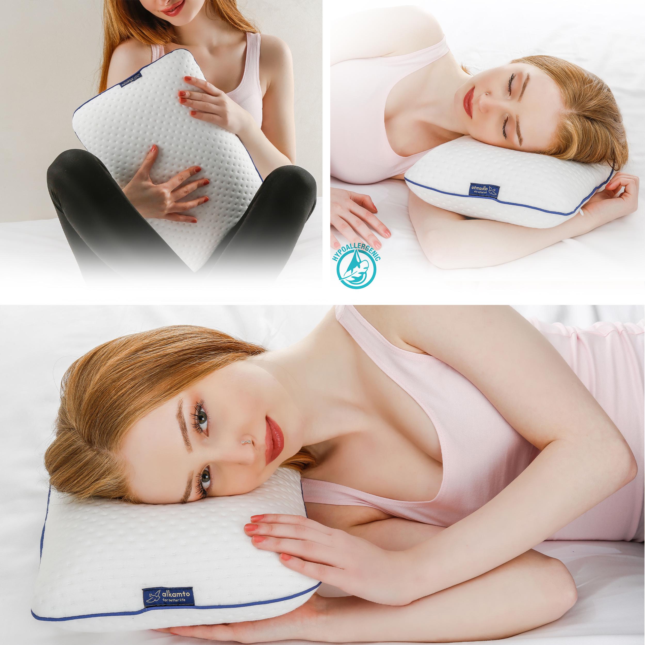 Alkamto Visco Hafızalı Ergonomik Boyun Destekli Seyahat Yastığı 40x25x10 cm, Taşıma Çantası Hediyeli