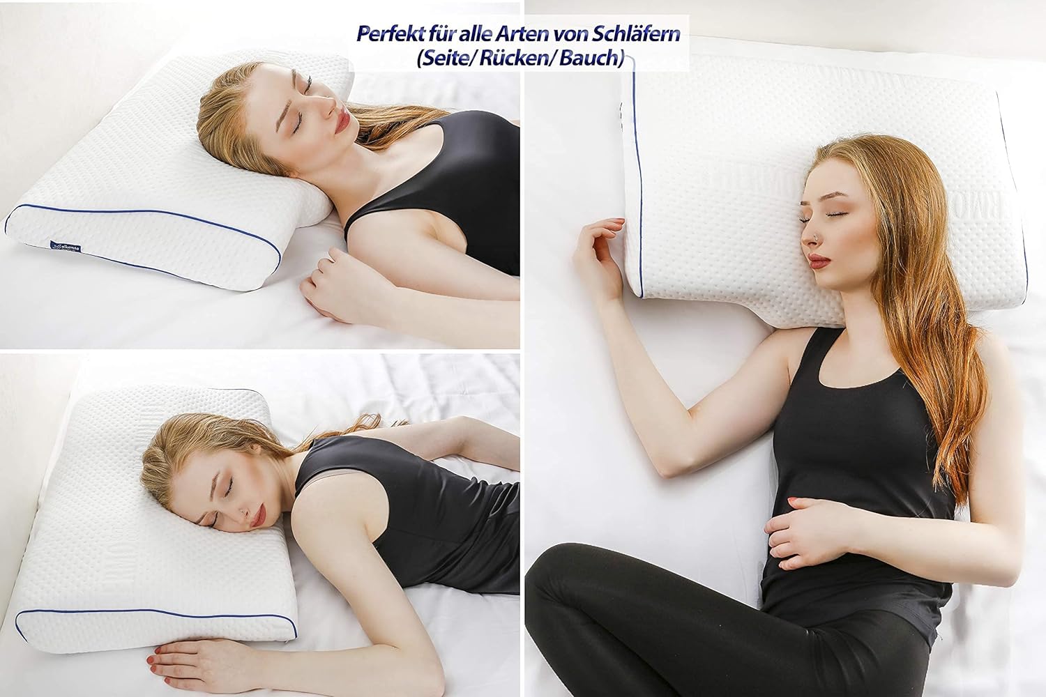 Alkamto Ortopedik Boyun Destek Yastığı – Termoregülasyonlu, Hipoalerjenik Memory Foam Visco Yastık (60x40x11/7 cm) | Ekstra Pamuk Kılıf & Seyahat Çantası