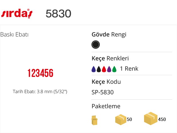 5830 Numaratörlü Kaşe