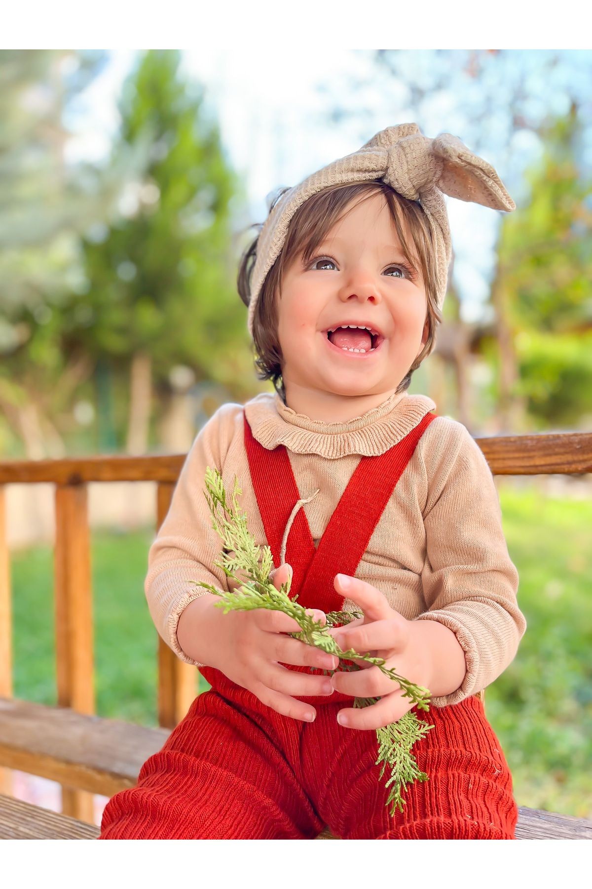 Triko Bebek Salopet - Esnek Unisex Çapraz Askılı - kiremit