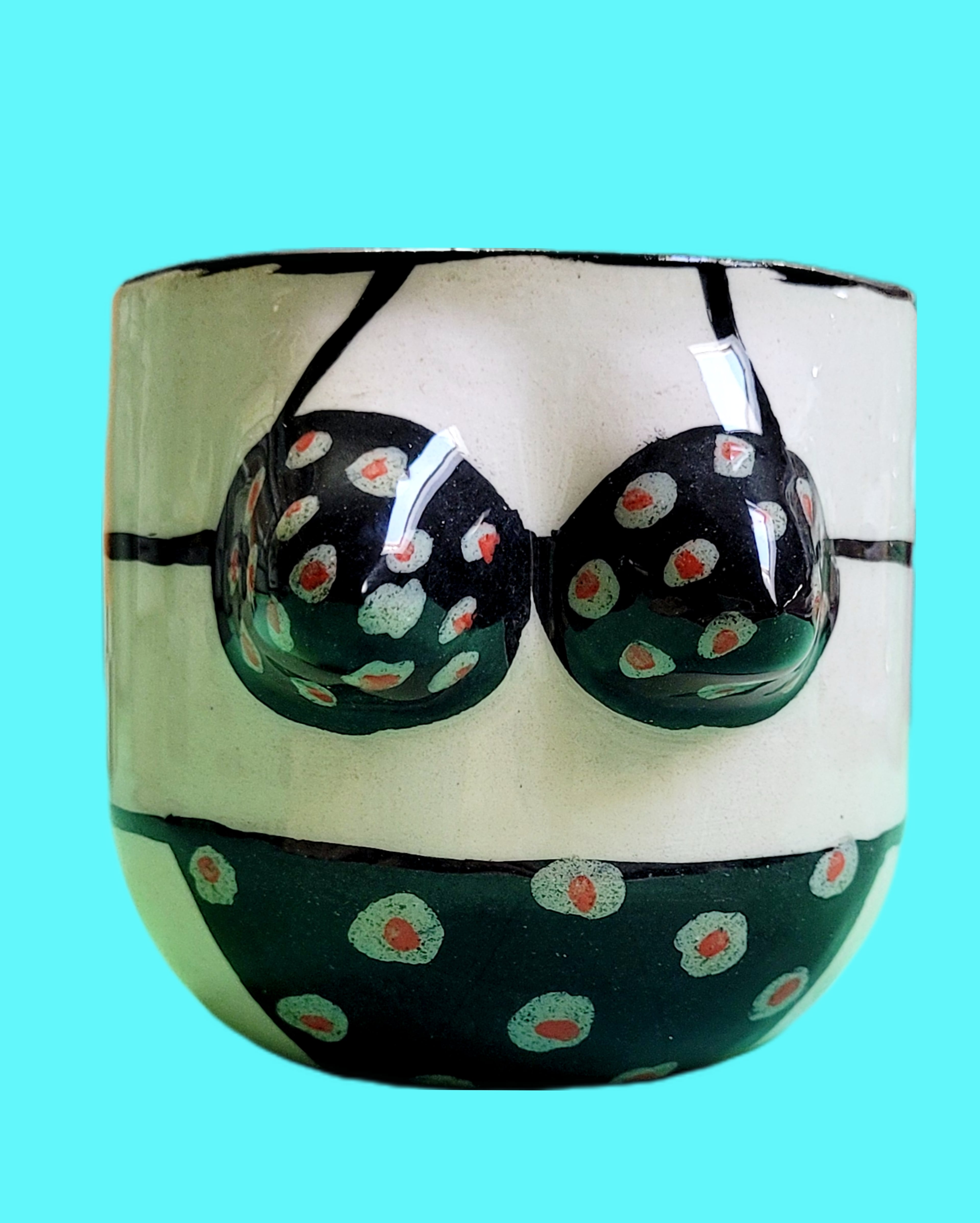 Renkli  Elbiseli Kupa - Siyah Bikini