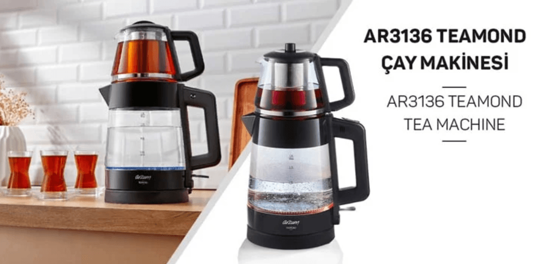 ARZUM AR3136 TEAMOND ÇAY MAKİNESİ SİYAH