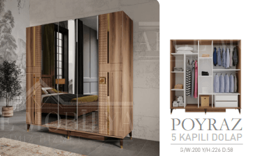 ARGE MOBLİYA POYRAZ 5 KAPILI DOLAP