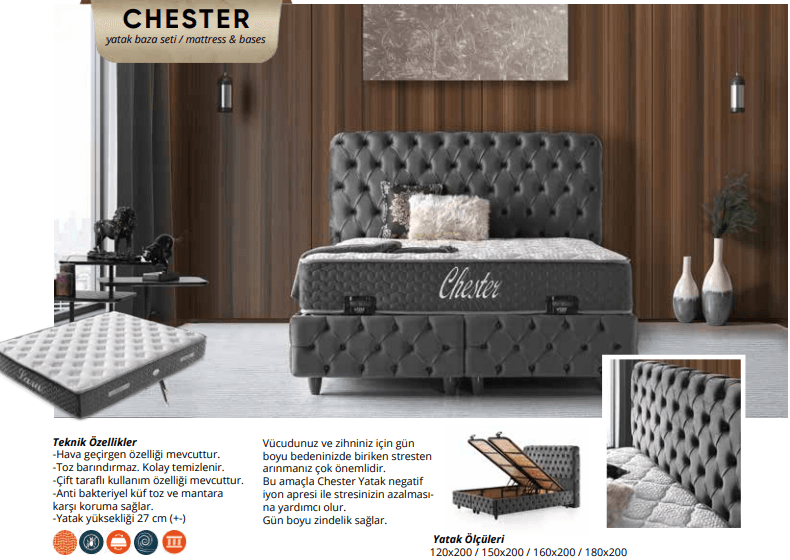CHESTER yatak baza seti