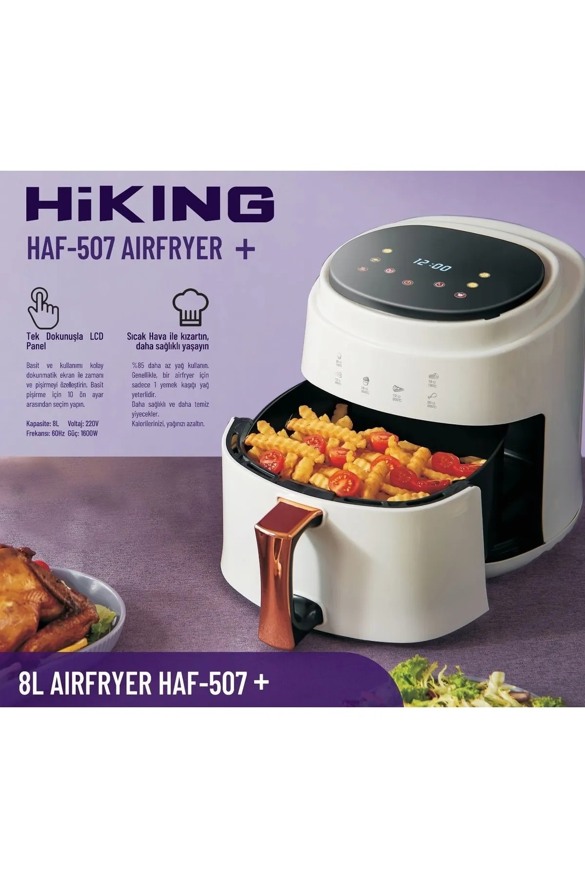 Hiking HAF-507 Airfryer 8 lt Yağsız Fritöz