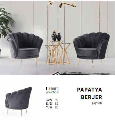 PAPATYA  BERJER çay seti koltuk takımı