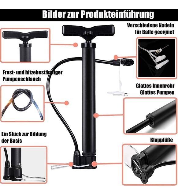 Bisiklet Pompası Bisiklet El Hava Pompası Lastik Pompa Motosiklet Araba ATV Çift Başlıklı +Top