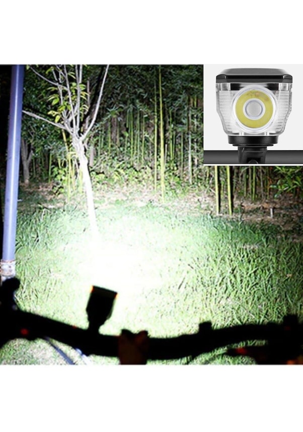 Bisiklet Solar Korna Işık 3 Mod 120 Desibel 350 Lümen Bisiklet Işığı Bisiklet Kornası 2in1