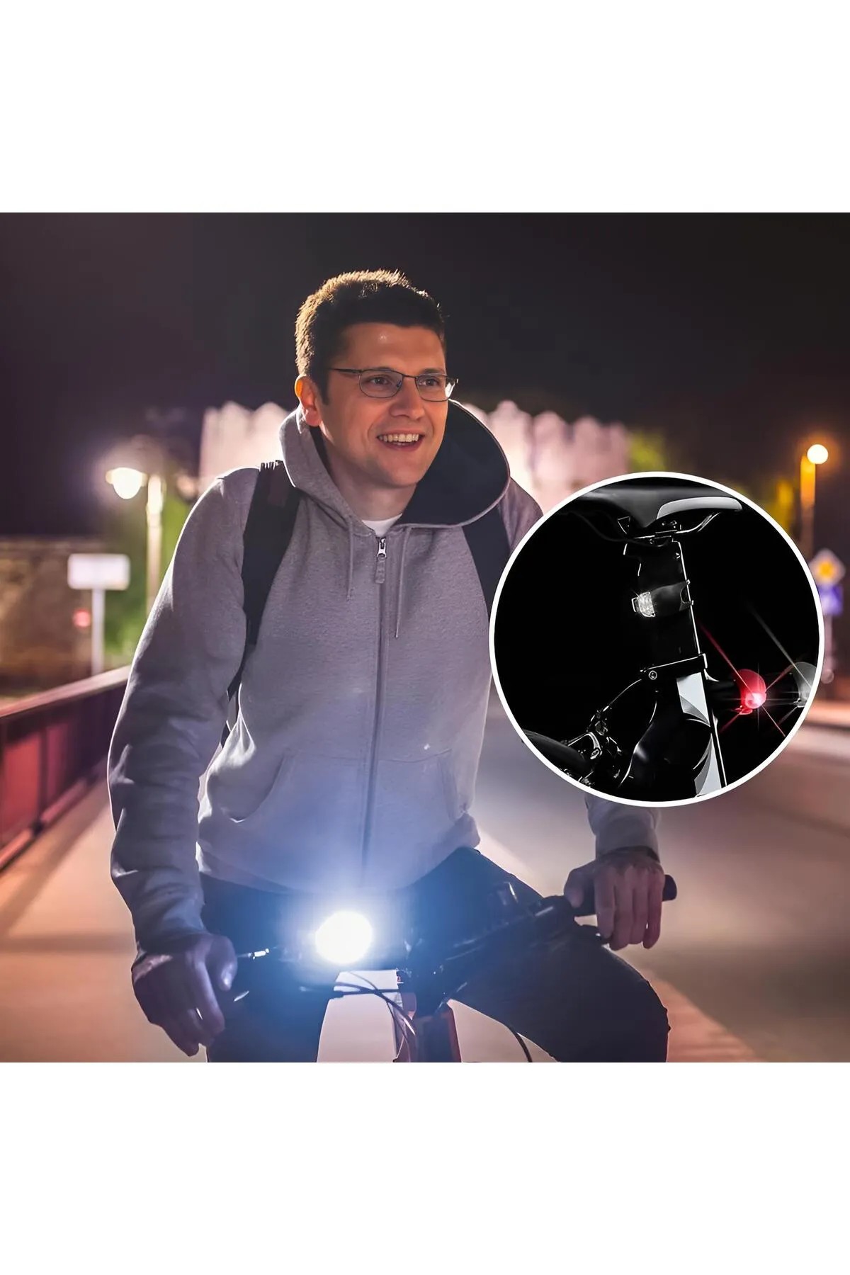2 Adet Beyaz Silikon Led Bisiklet Lambası Fener Stop Işık Aydınlatma (2 Adet)