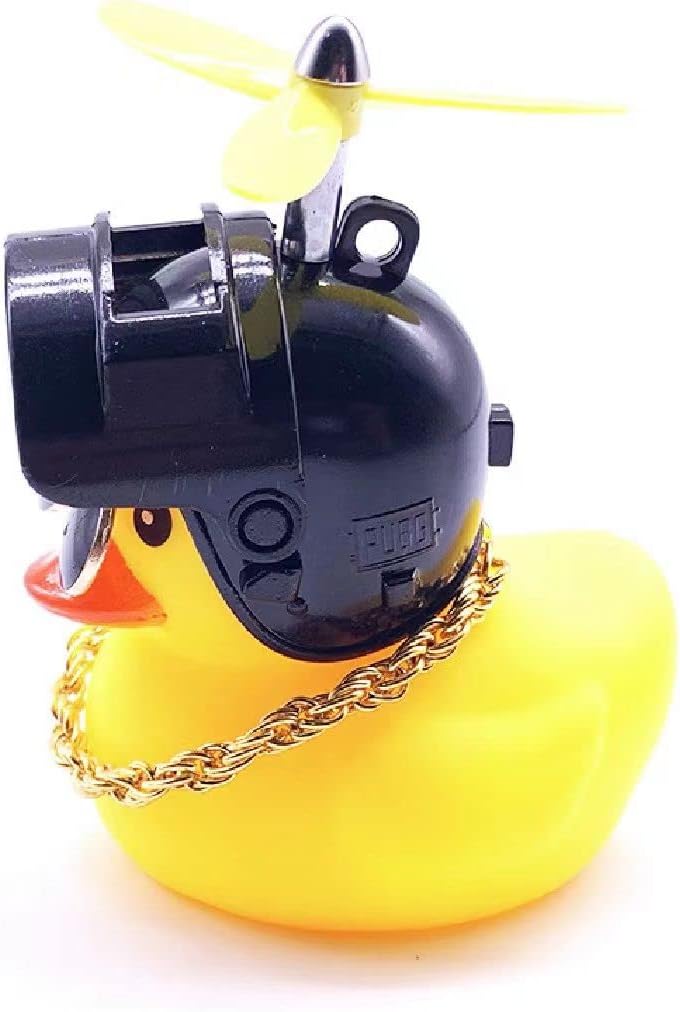 Sevimli Pervaneli Kasklı Sarı Ördek Yapışkanlı Araba Bisiklet Motosiklet Aksesuarı 