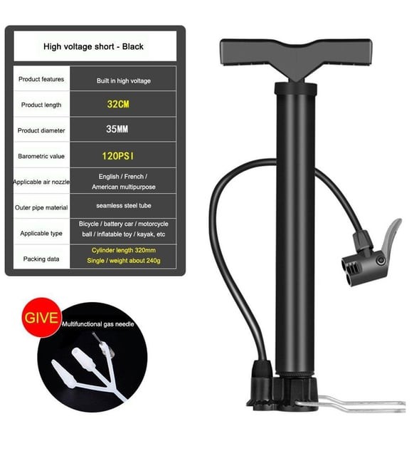Bisiklet Pompası Bisiklet El Hava Pompası Lastik Pompa Motosiklet Araba ATV Çift Başlıklı +Top