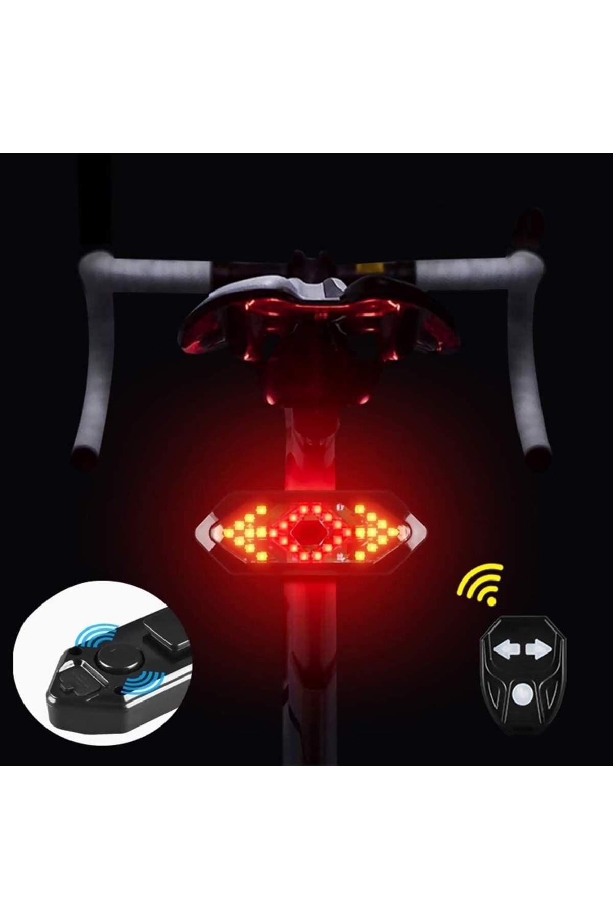 5 Modlu Su Geçirmez Usb Led Şarjlı Sinyal Kablosuz Kumandalı Bisiklet - Scooter Arka Işık