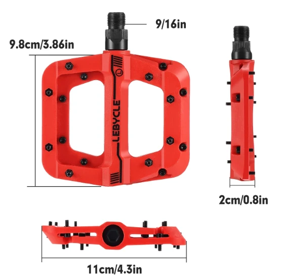 Rulmanlı, Kaymaz, Geniş Bisiklet Platform Pedalı 8 Çivili Plastik Pedal Bisiklet Yedek Parça