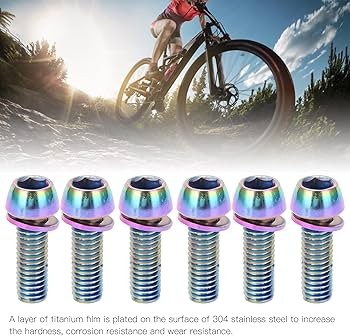 6 Adet Bisiklet Gidon Boğazı Vidası Rainbow Oilslick Rengarenk Vida 4mm Alyan