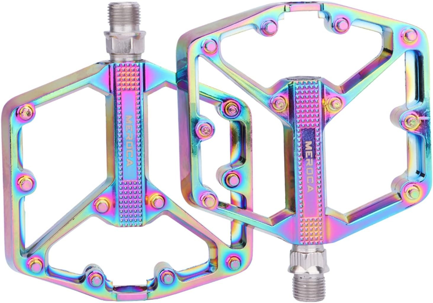 Rulmanlı Alüminyum Platform Bisiklet Pedalı Rainbow Oilslick Pedal Bisiklet Aksesuarı Yedek Parça