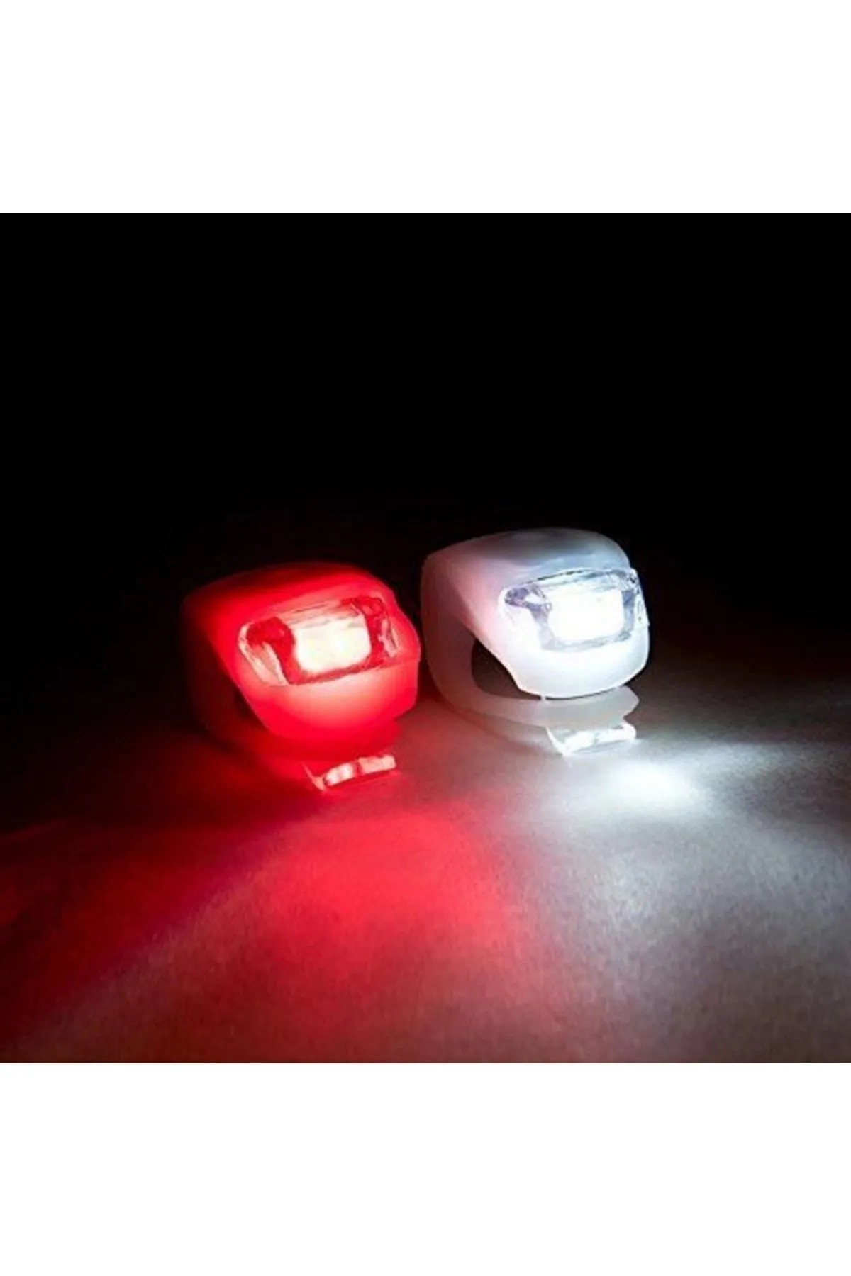 Kırmızı Beyaz Silikon Led Bisiklet Lambası Fener Stop Işık Aydınlatma (2 Adet)
