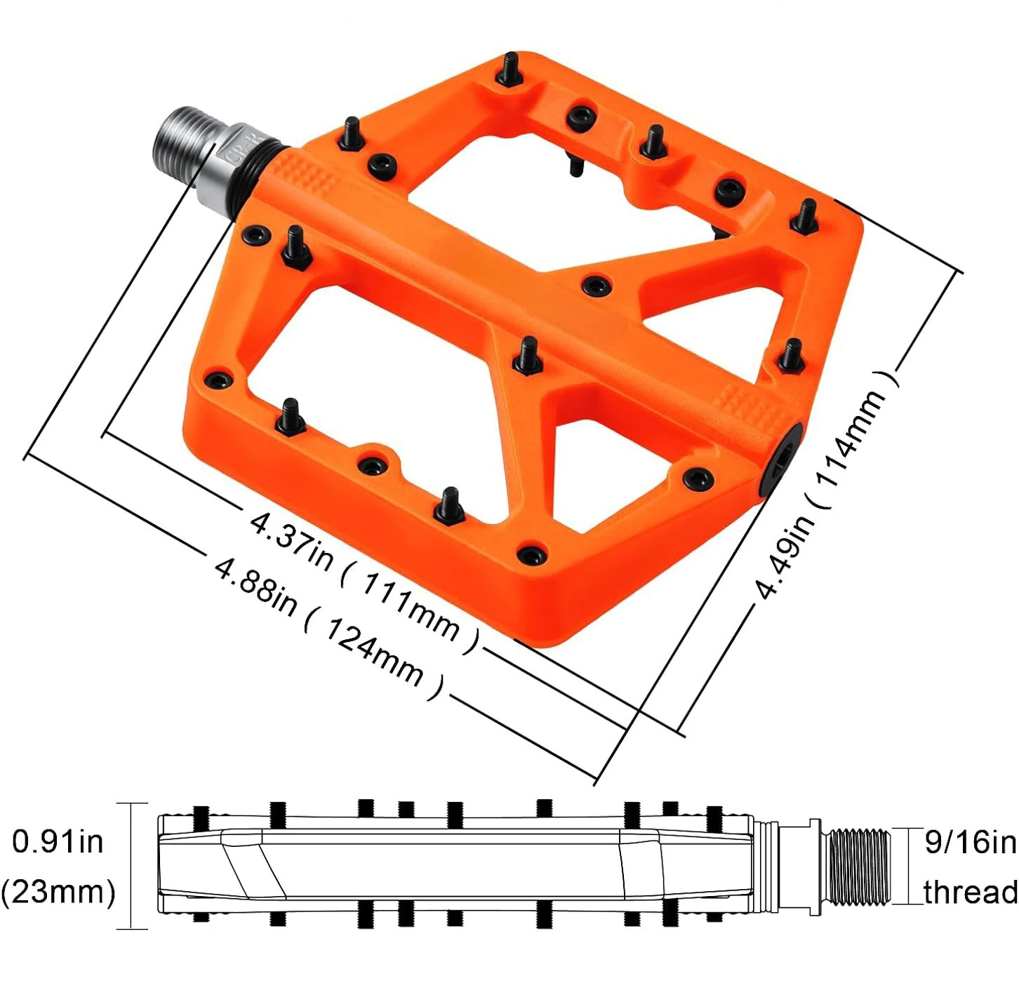 Rulmanlı, Kaymaz, Geniş Bisiklet Platform Pedalı 8 Çivili Plastik Pedal Bisiklet Yedek Parça