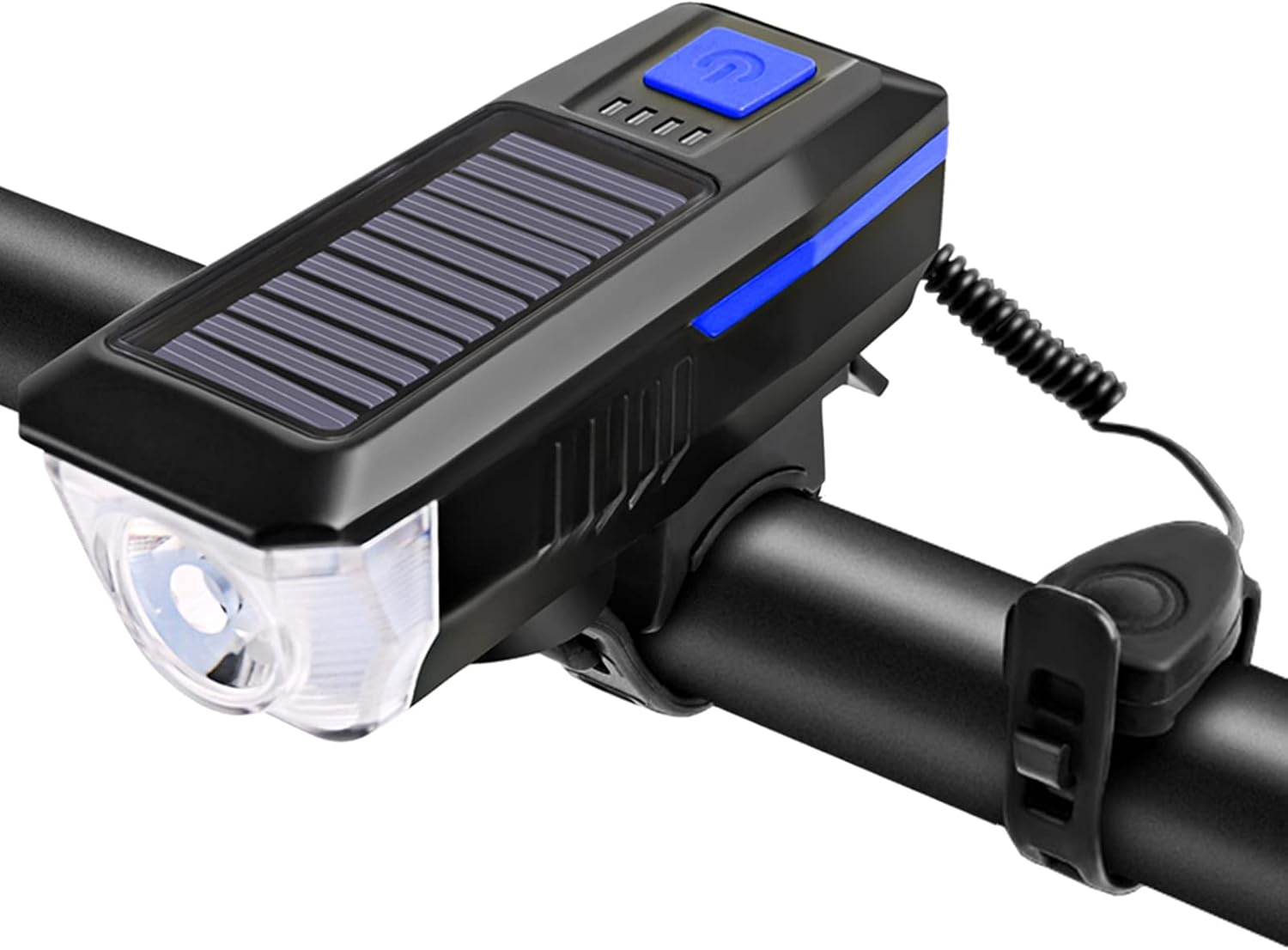 Bisiklet Solar Korna Işık 3 Mod 120 Desibel 350 Lümen Bisiklet Işığı Bisiklet Kornası 2in1