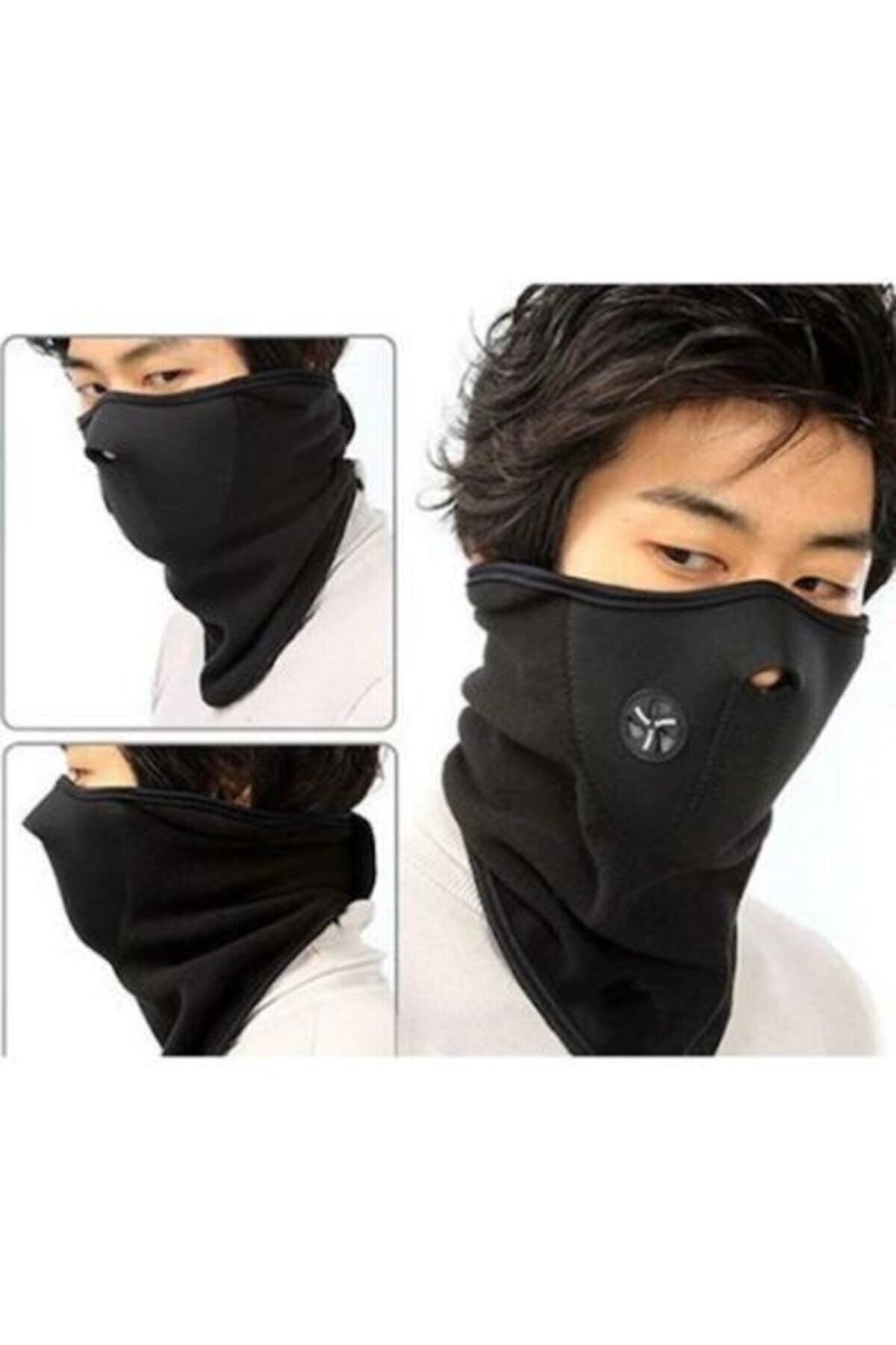 Bisiklet-Motor-Scooter Rüzgar Geçirmez Polar Boyunluk Maske Siyah