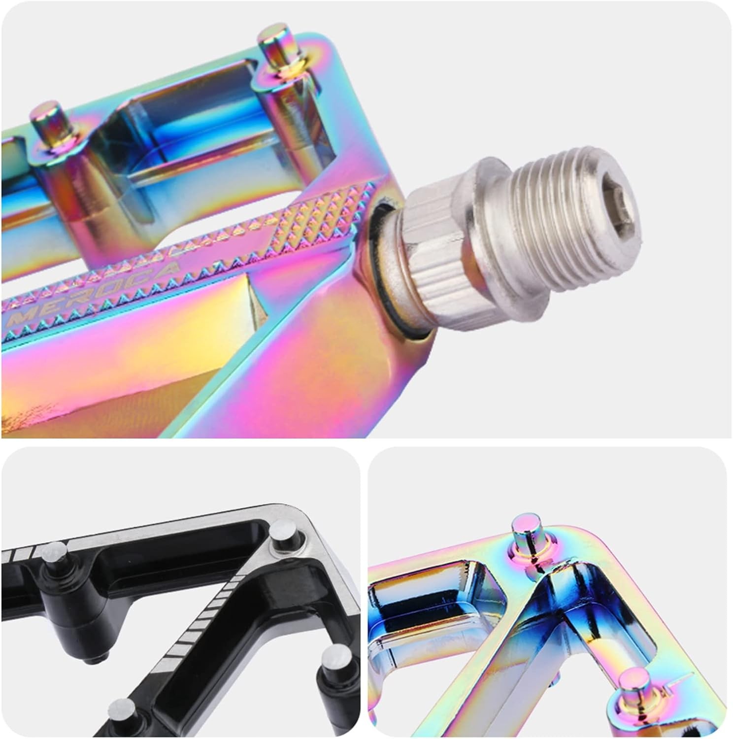 Rulmanlı Alüminyum Platform Bisiklet Pedalı Rainbow Oilslick Pedal Bisiklet Aksesuarı Yedek Parça