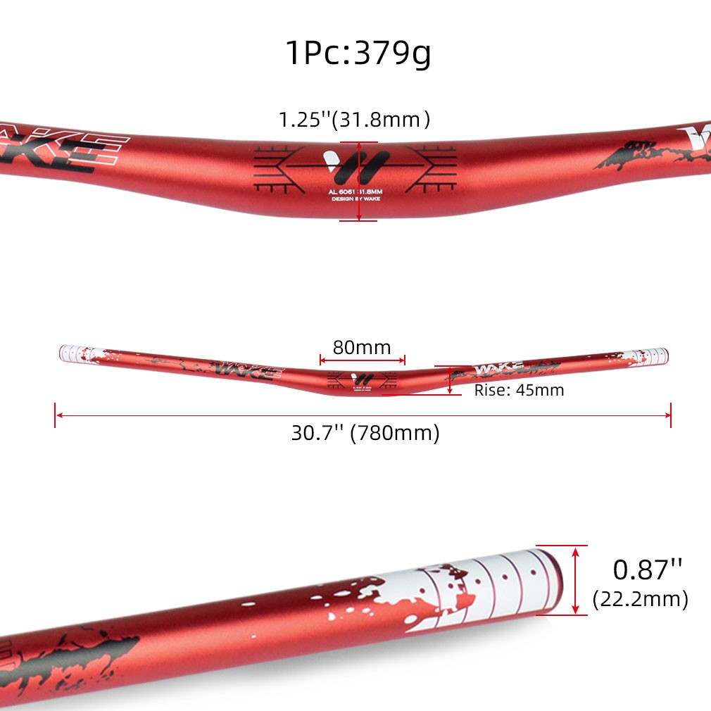 Wake Bisiklet Alüminyum Gidon 780mm 31,8mm Bisiklet Direksiyon Yedek Parça Aksesuarı