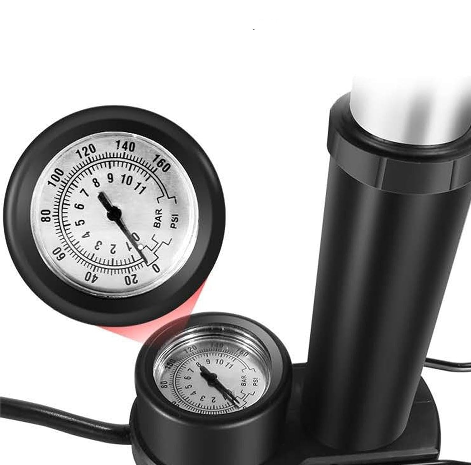 Bisiklet Hava Pompası - Top, Bisiklet Motosiklet İçin Basınç Göstergeli Taşınabilir Alüminyum Pompa