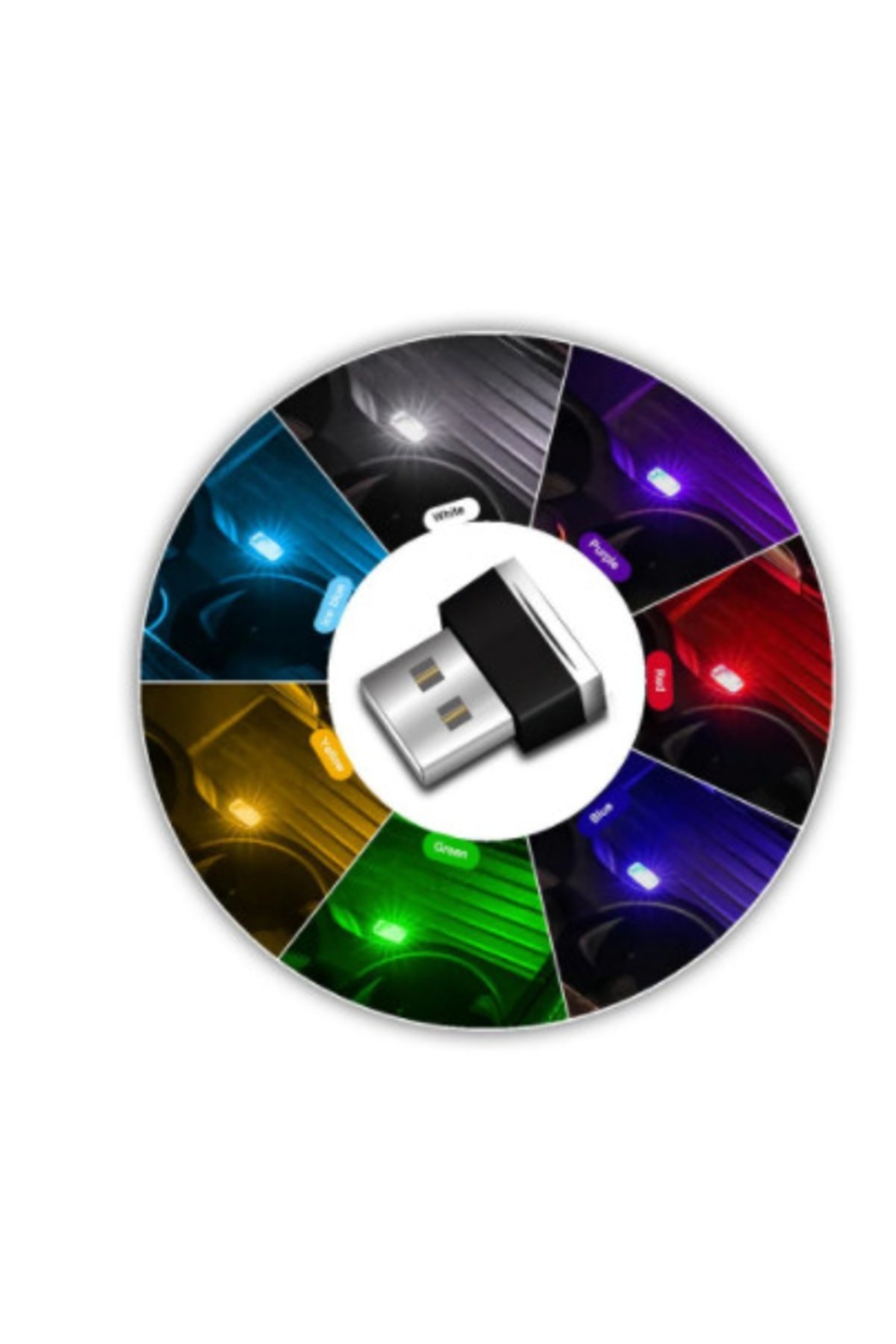 Araba Araç Usb Led Ambiyans Işığı Işık Beyaz