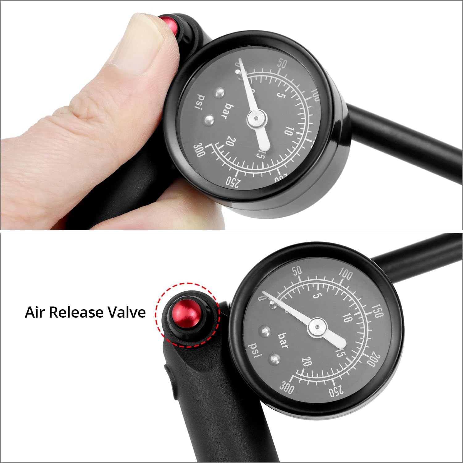 Alüminyum Amortisör Maşa Shock Pompası Bisiklet POMPA 33cm 300 Psi Siyah