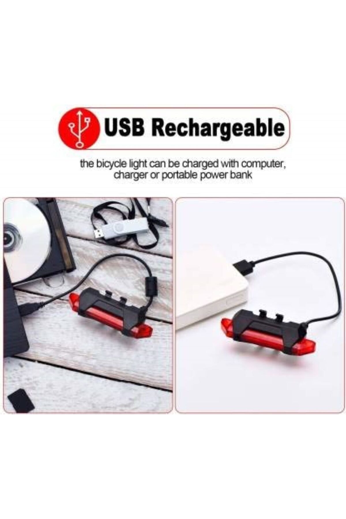 Su Geçirmez Usb Şarj Led Bisiklet Scooter Arka Işık Lambası Işık Bisiklet Aydınlatma İkaz BL-07