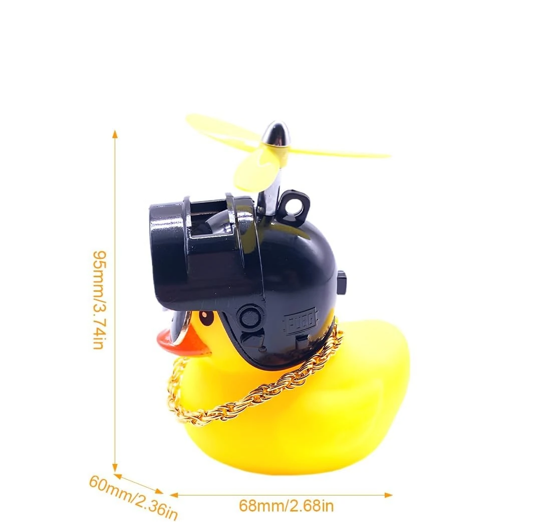 Sevimli Pervaneli Kasklı Sarı Ördek Yapışkanlı Araba Bisiklet Motosiklet Aksesuarı 