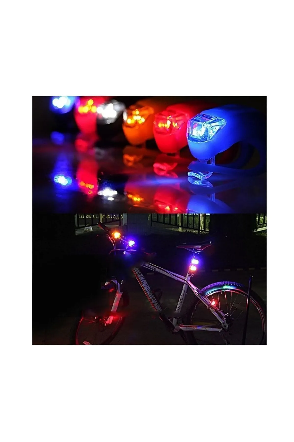 4 Adet Kırmızı Beyaz Mavi Siyah Silikon Led Bisiklet Lambası Fener Stop Işık Aydınlatma (4 Adet)