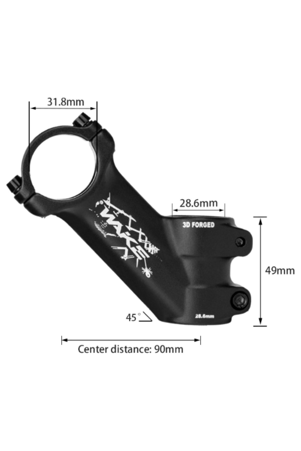 Bisiklet Açılı Gidon Boğazı 45 Derece 90mm