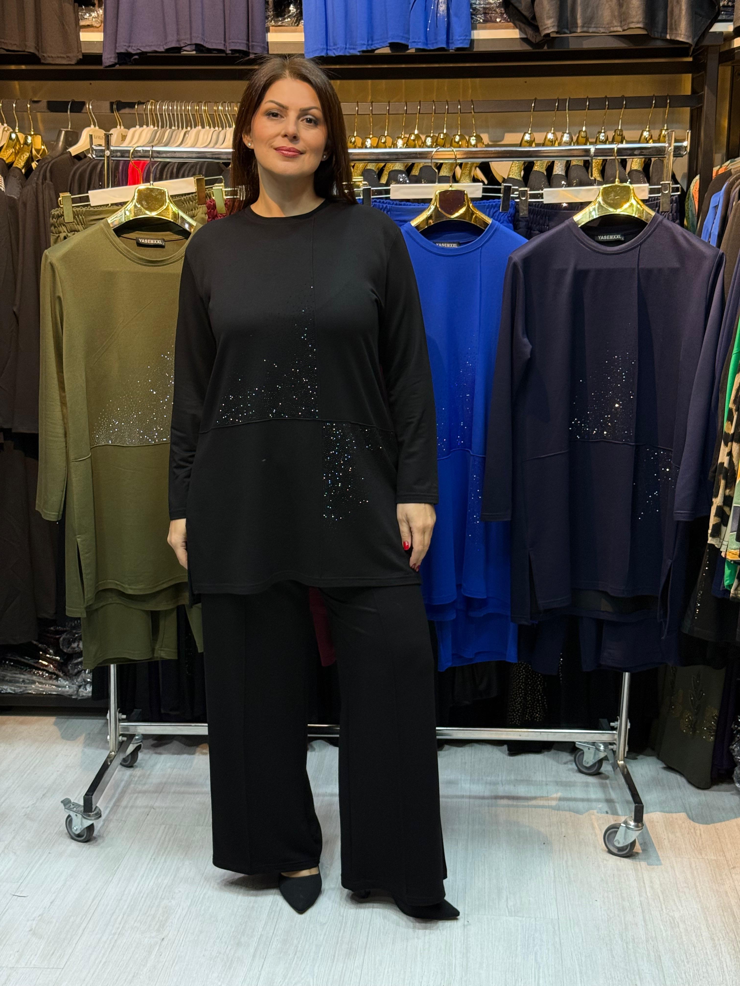 Çıma ve Taş İşlemeli Palazzo Takım