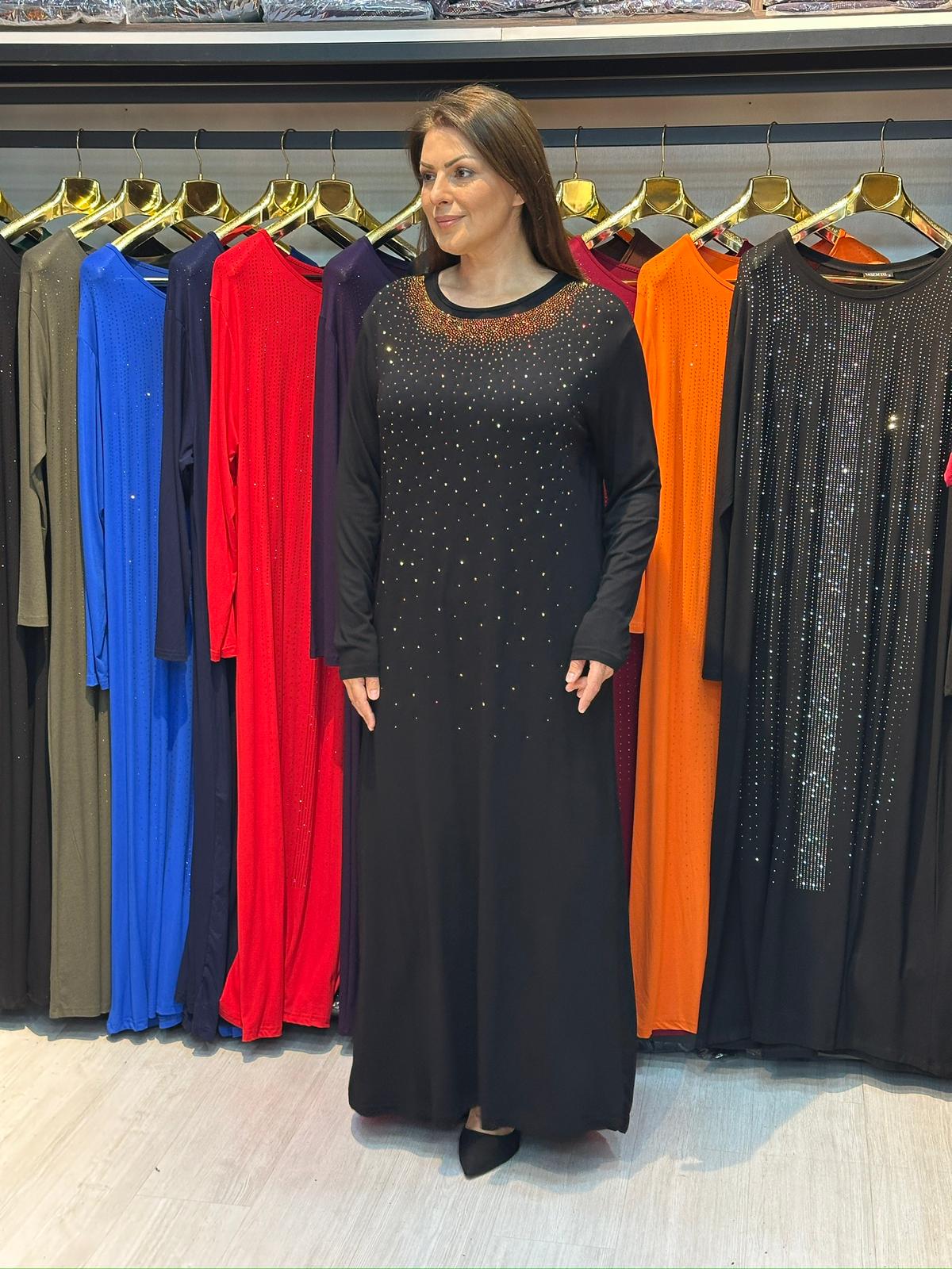 Büyük Beden Gold Taş İşlemeli Elbise