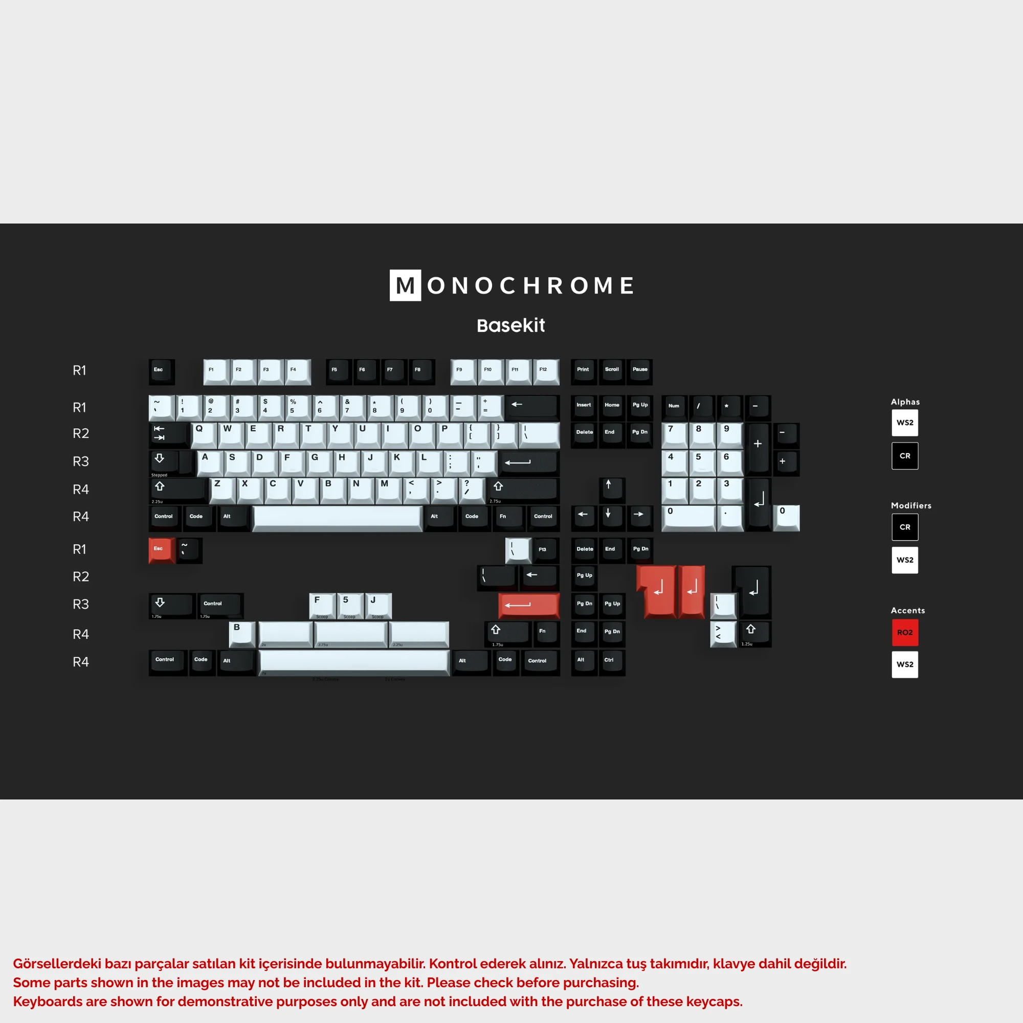 GMK Monochrome R2 Tuş Takımı | Siyah-Beyaz Cherry Profil Keycap ...