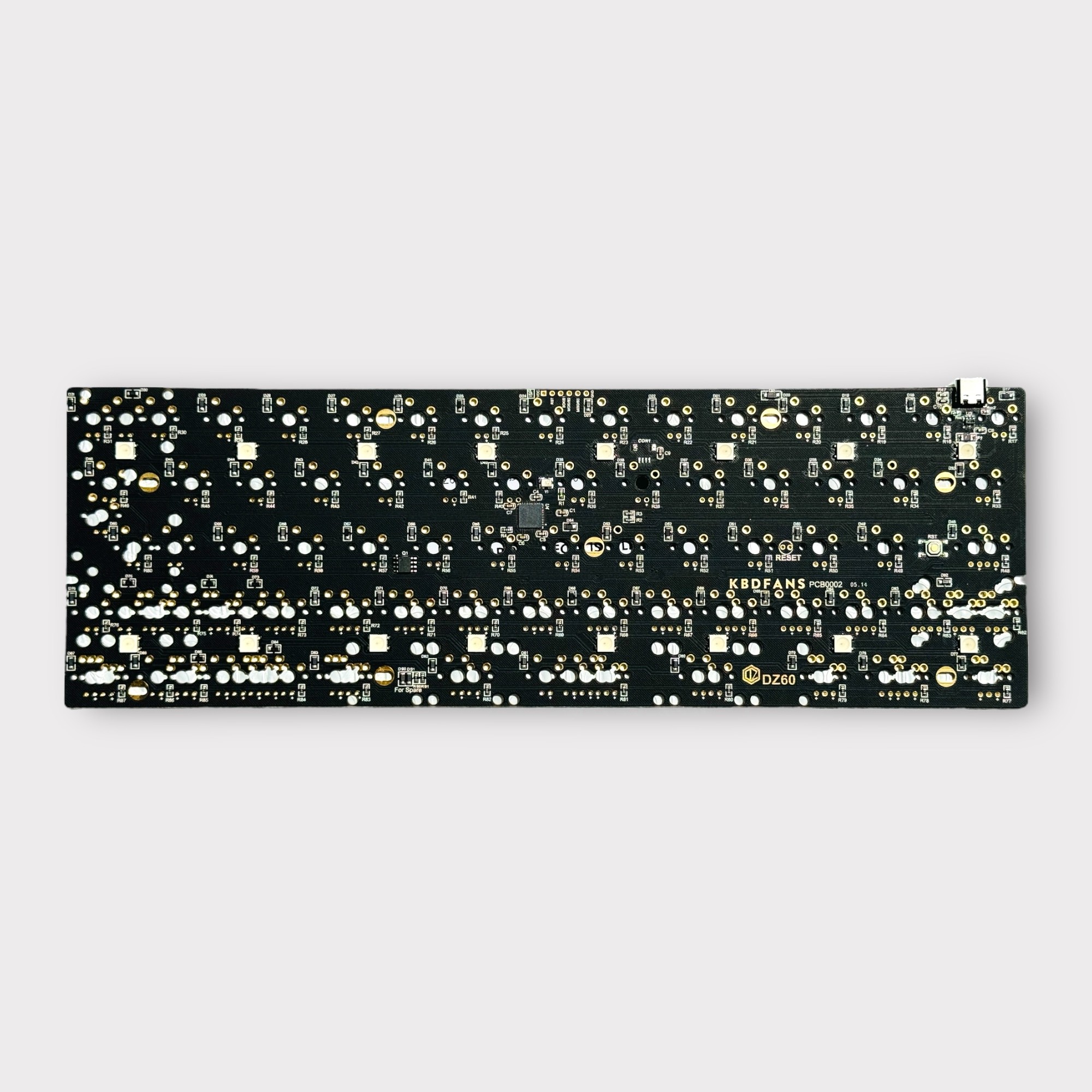 Soldered DZ60 PCB with Underglow LED