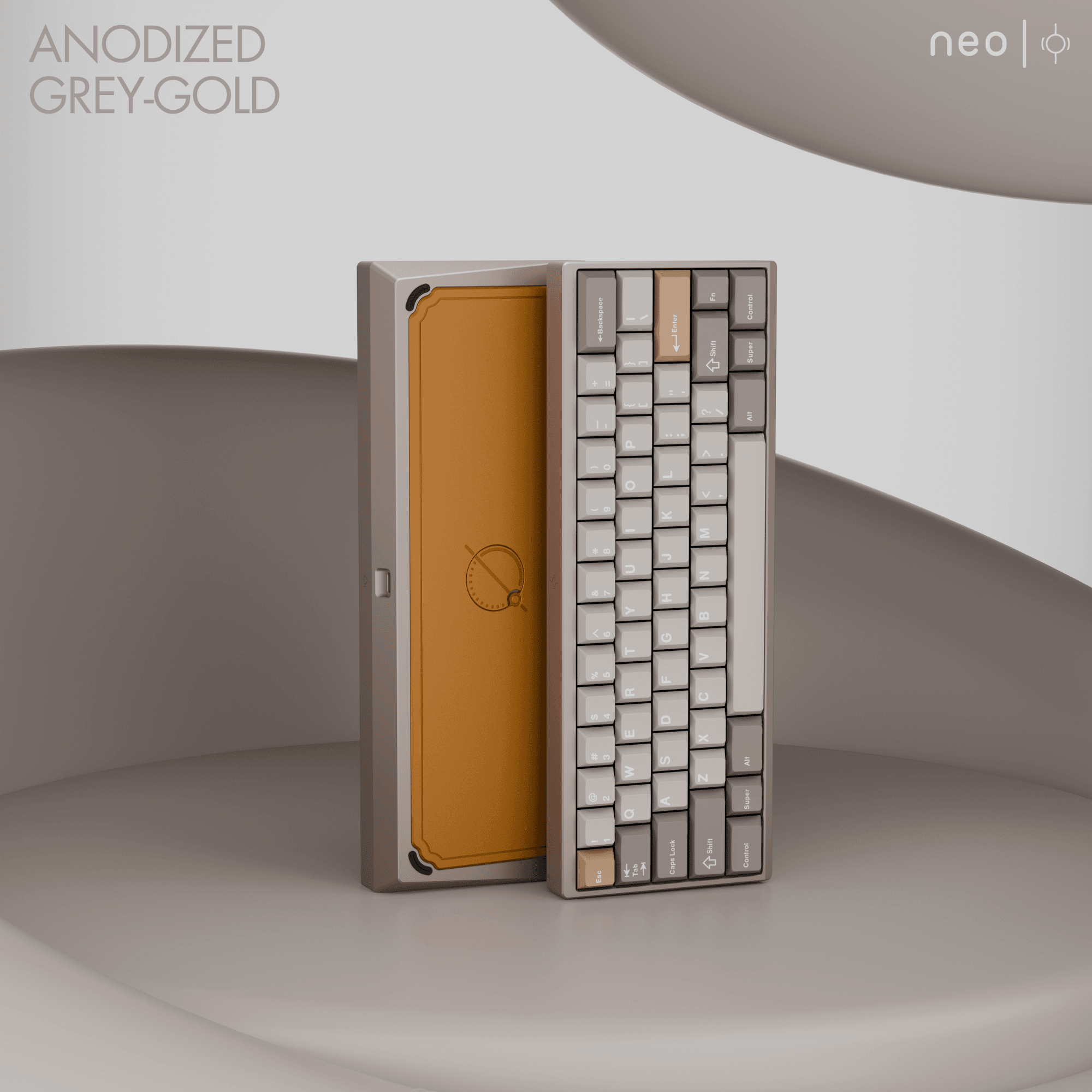Neo60 Core (Ekstralar - Ön sipariş) - Anodized Grey-gold, Copper Weight, Tri-mode Hotswap PCB, ALU Plate