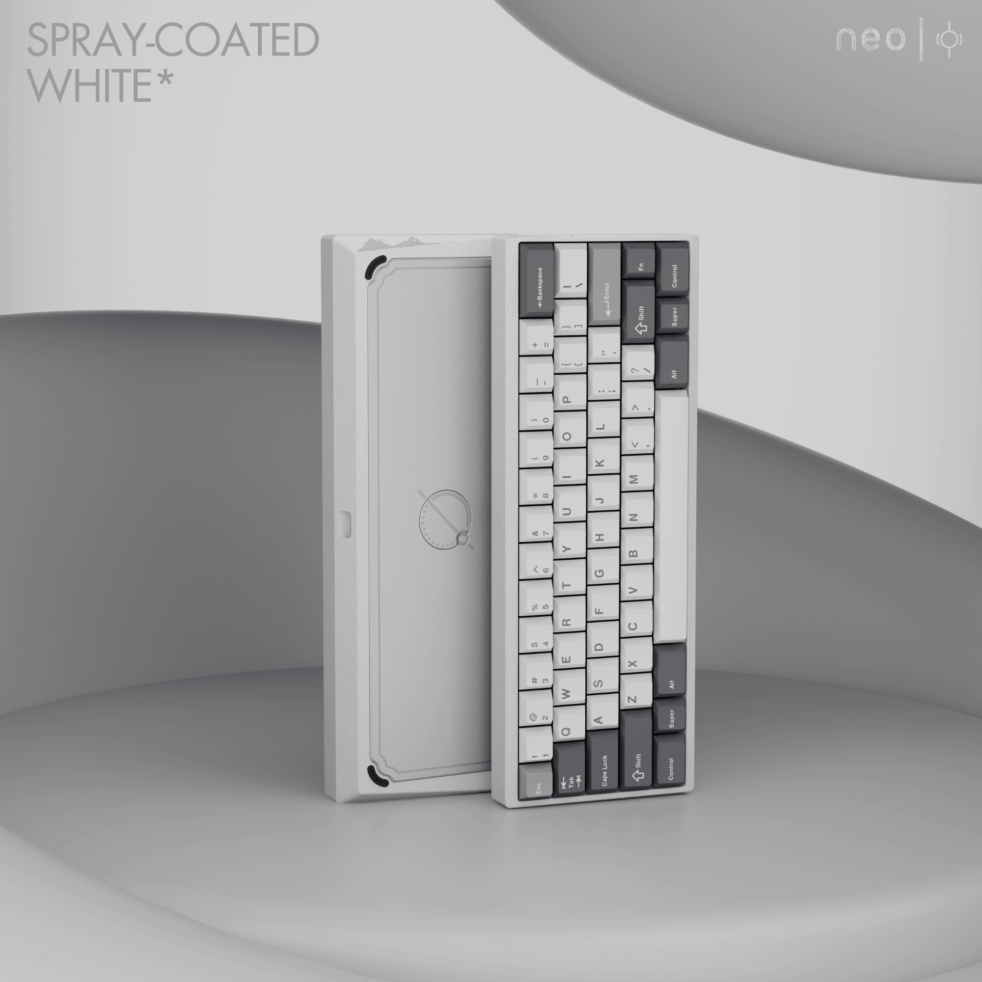 Neo60 Core (Ekstralar - Ön sipariş) - Spray-coated White, Mirror Silver Weight, Tri-mode Hotswap PCB, PP Plate
