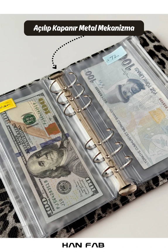 Leopar Desenli Bütçe Planlayıcı Cüzdan - Birikim Ajandası