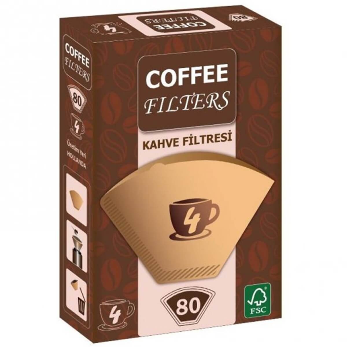 Coffee Filters Brown Filtre Kahve Kağıdı 4 Numara (80 Adet)