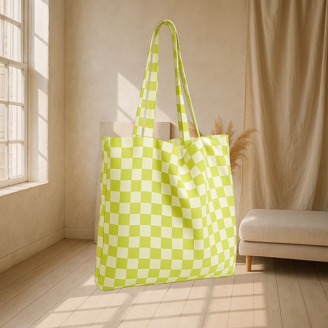 Lime Grid Tote