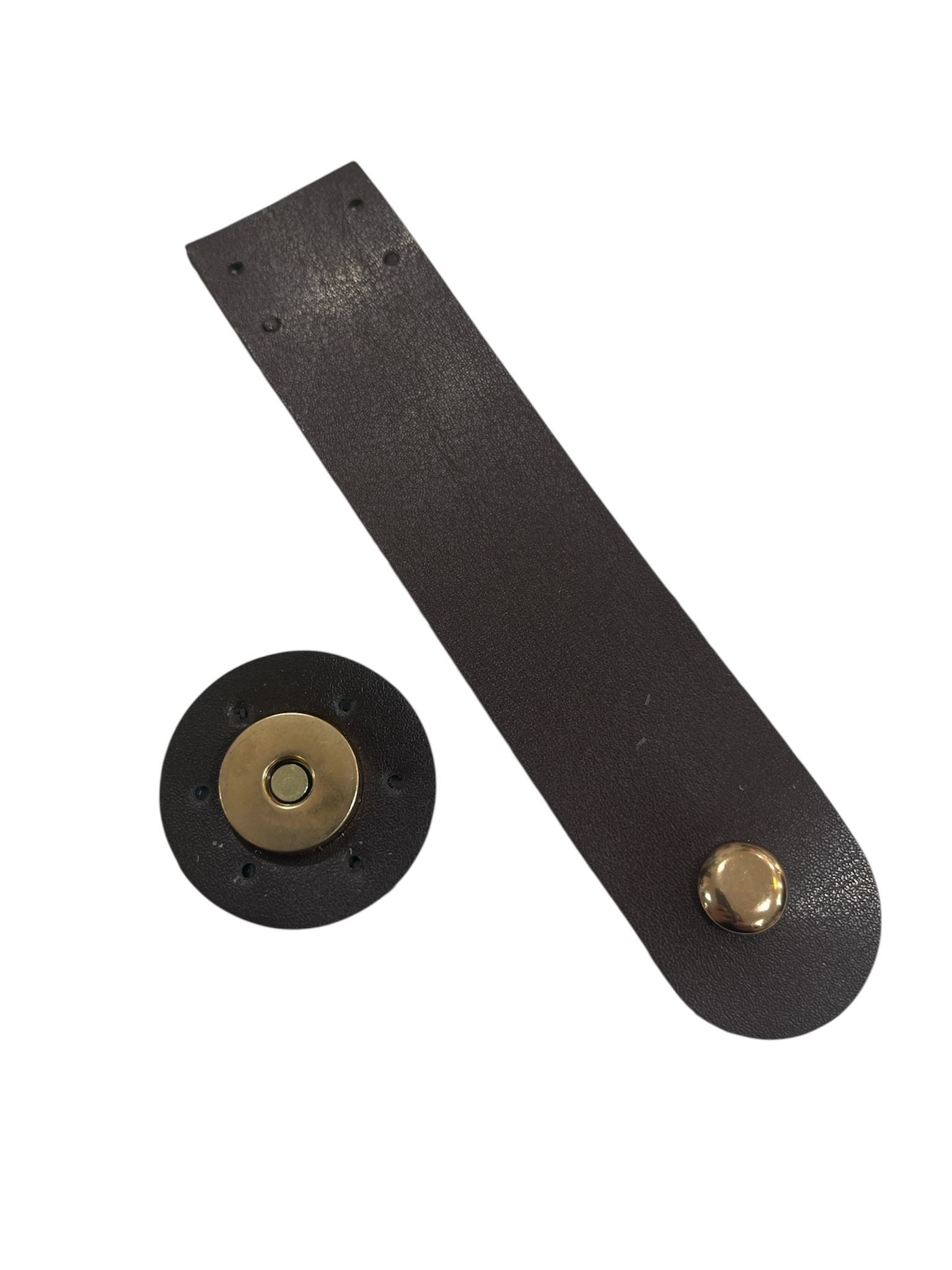 Mini çanta çıt çıt kapama deri - kahverengi gold metal