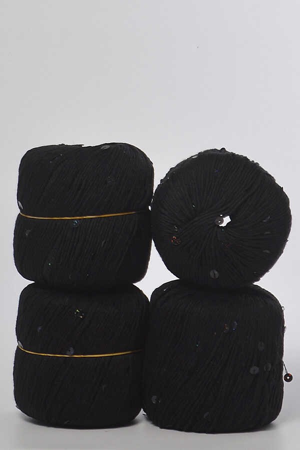 Pullu ip 50 gr - siyah-siyah pullu