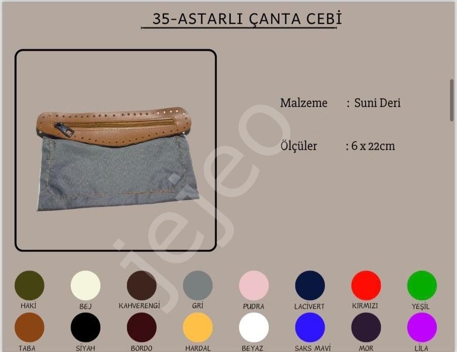 Astarlı çanta cebi tek 6x22 - Siyah
