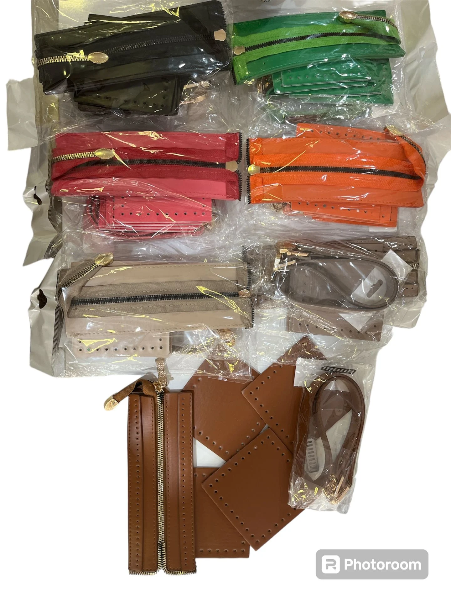 Çanta Seti Kere derili  - taba gold metalli