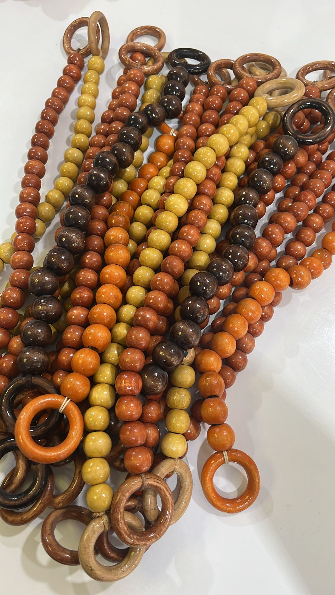  Ahşap Boncuklu Çanta Sapı – Naturel (1 Adet) - kahverengi