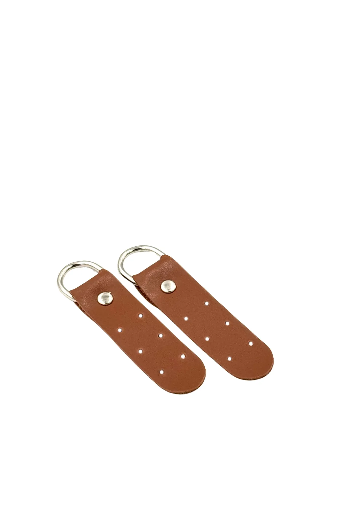 uzun Deri D halka böce -  çanta yanı - çifti - taba gümüş metal